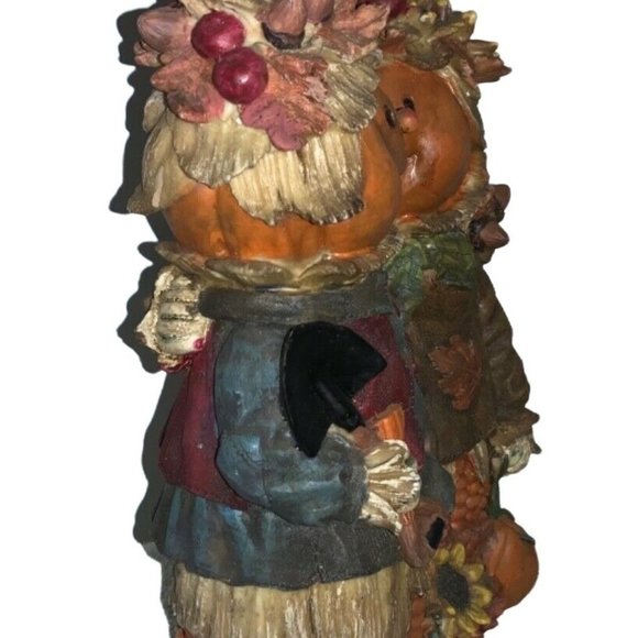 Halloween Corncob Pumpkin Head Couple Centerpiece Table Decoration - Picture 3 of 16